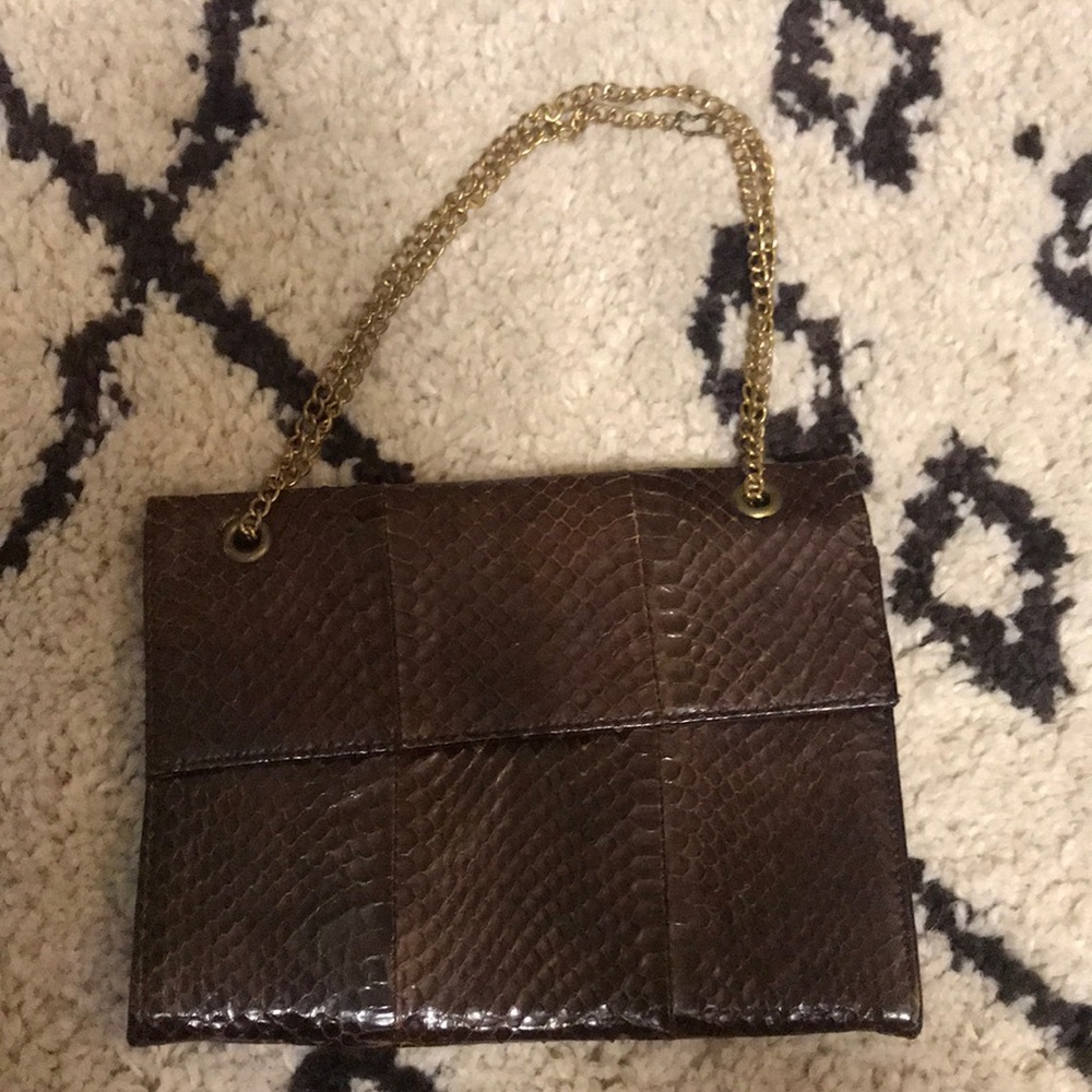 Small vintage faux brown croc purse